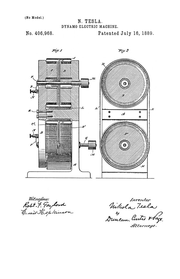 Tesla Patent 406,968